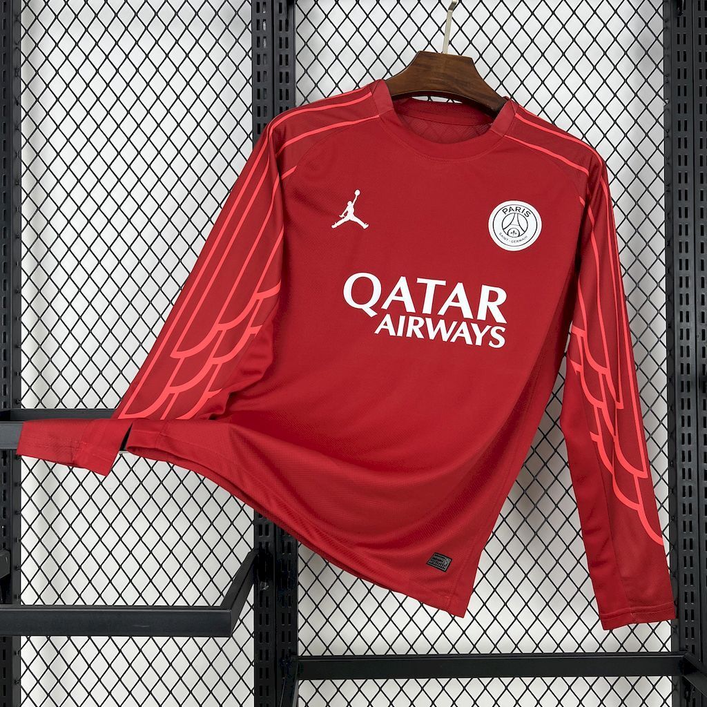25-26 PSG Red Goalkeeper Long Sleeve Kit Football