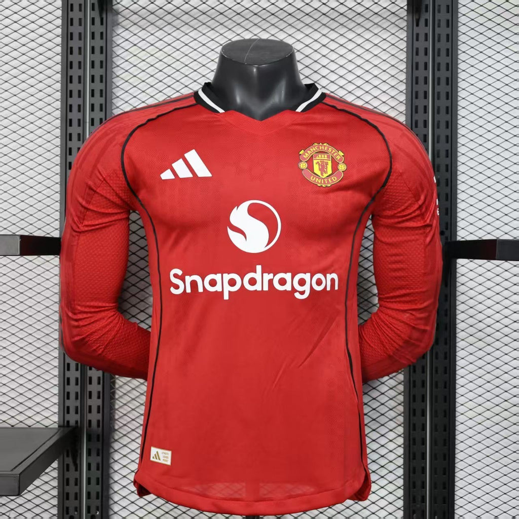 25-26 Manchester United Home Long Sleeve Kit Player Version Shirt